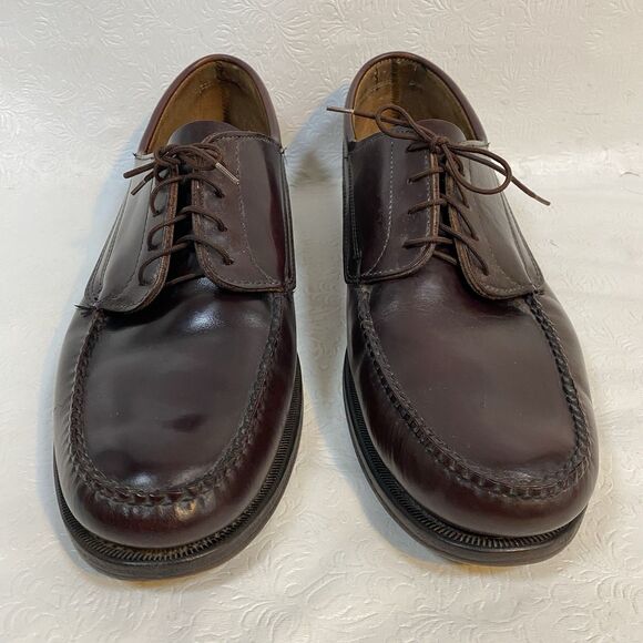 LL Bean Mens 14D Brown Leather Oxford Moc-Toe Shoes - Picture 2 of 15